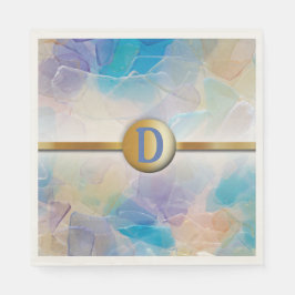 Sea Glass Monogram Beach Wedding Paper Napkin Serviette