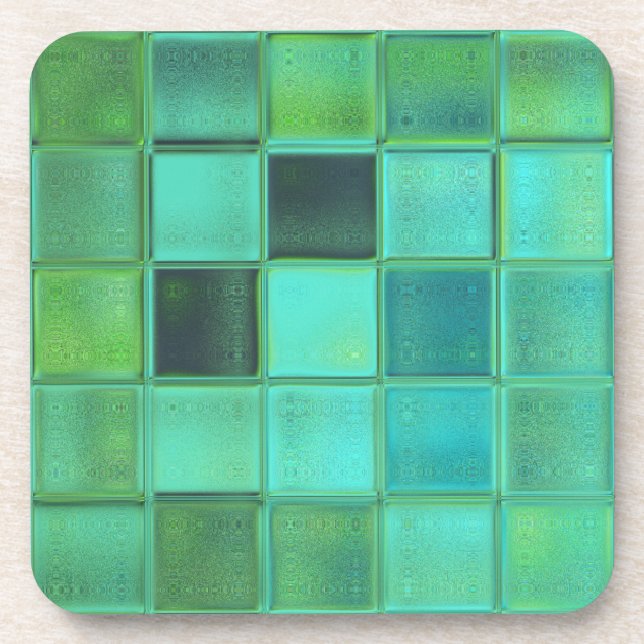 Sea Glass Mosaik Art Untersetzer Set mit Korkeiche (Vorderseite)