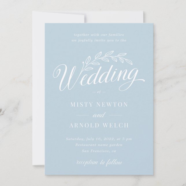 Sea Glass Sage Blue Backyard Botanische Leaf Hochz Einladung (Vorderseite)