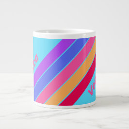 Sea Glass Stripes with Name Jumbo-Tasse