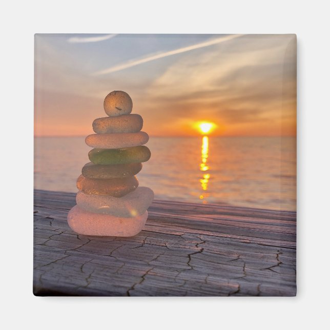 Sea Glass Sunset Magnet (Vorne)