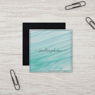Sea Glass Tides   Blue Watercolor Business Quadratische Visitenkarte