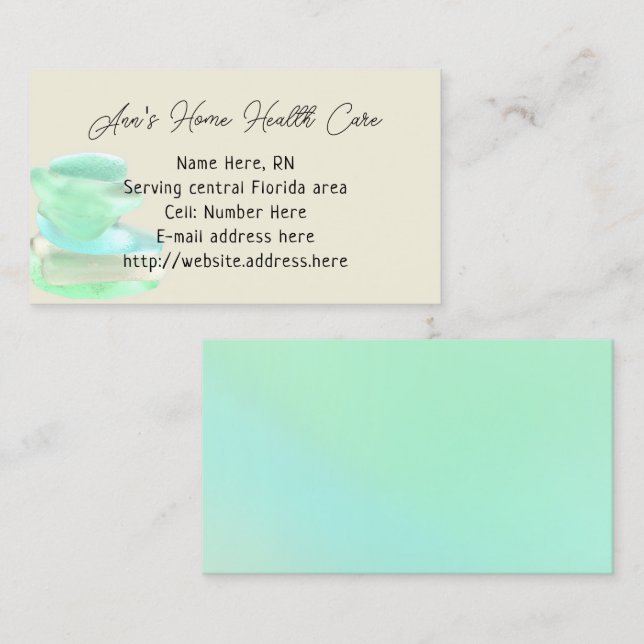 Sea Glass Zuhause Health Care Business Cards Visitenkarte (Vorne/Hinten)