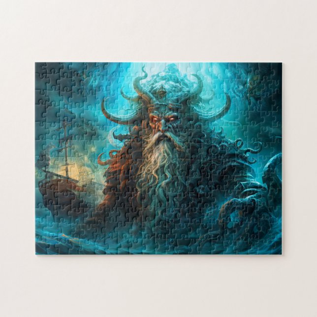 Sea God Rising from Ocean Fantasy Painting Puzzle (Horizontal)