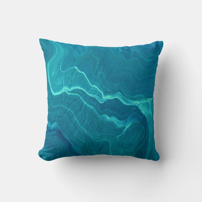 Sea Green Agate Marble Abstraction Kissen (Vorderseite)