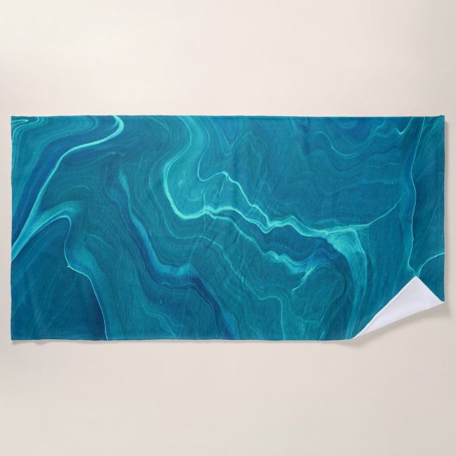 Sea Green Agate Marble Abstraction Strandtuch (Vorderseite)