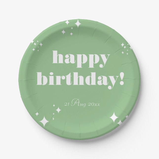 Sea Green Birthday Aufkleber Pappteller (Vorderseite)