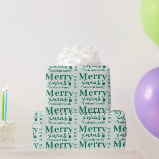 Sea green Christmas text mini gift icon elegant   Geschenkpapier