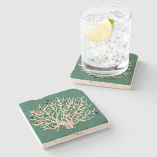Sea Green Coral Beverage Coaster Gift Steinuntersetzer