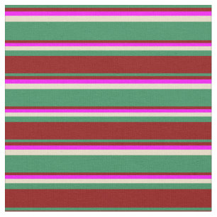 Sea Green, Dark Red, Fuchsia und Tan Colored Stoff
