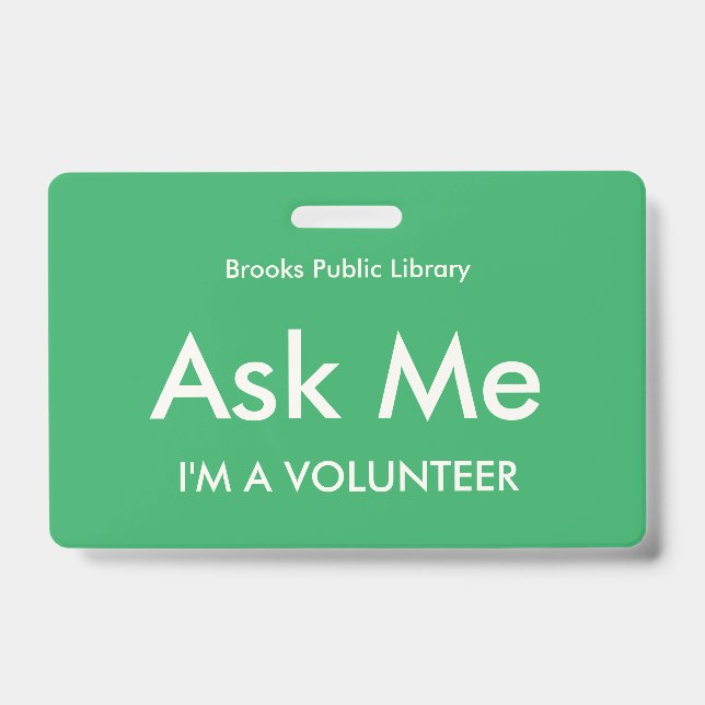 Sea Green Frag Me Abzeichen für Freiwillige Ausweis (Vorderseite)