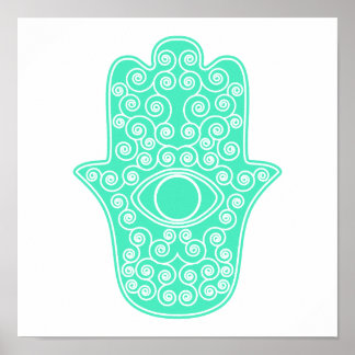 Sea Green Hamsa-Hand von Miriam-Hand von Fatima.pn Poster