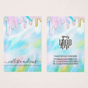 Sea Green Holographic Glitzer Tropfen Logo Earring