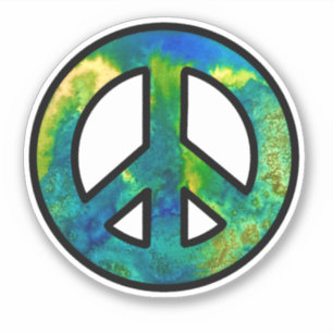 Sea Green Ink Peace Sign Aufkleber