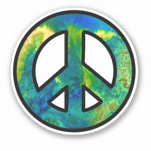 Sea Green Ink Peace Sign Aufkleber (Vorderseite)