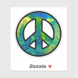 Sea Green Ink Peace Sign Aufkleber