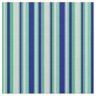 Sea Green, Light Gray, Aquamarine & Dark Blue Stoff