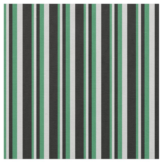Sea Green, Light Gray & Black Pattern of Stripes Stoff (Nahaufnahme)