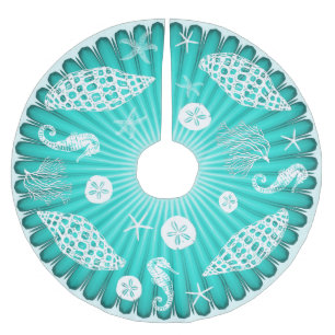 Sea Green Marine Life Tropical Christmas Polyester Weihnachtsbaumdecke