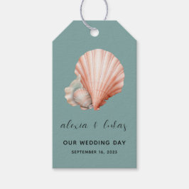 Sea Green mit Muschel "Our Wedding Day" Geschenkanhänger