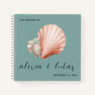 Sea Green mit Muschel Wedding Guest Book Notizbuch