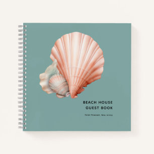 Sea Green mit Muscheln Beach House Gästebuch Notizbuch