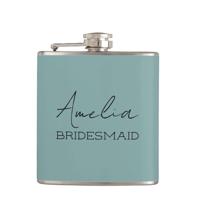 Sea Green Personalisiert Bridal Flachmann (Vorderseite)
