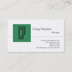 Sea Green Schwarz-weiß Monogram Business Card Visitenkarte