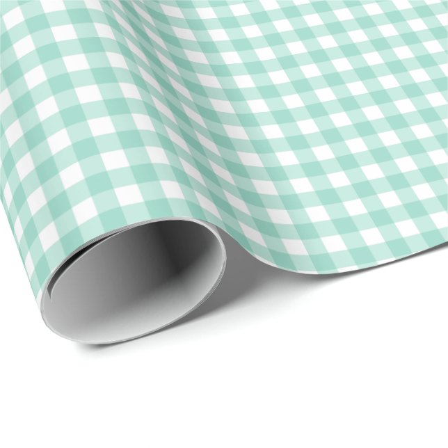 Sea Green Simple Kariert Geschenkpapier (Rolleneckpunkt)
