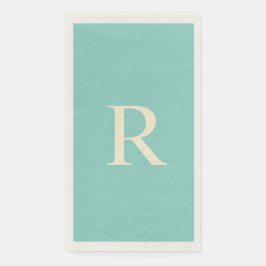 Sea Green und Creme Monogram Minimalistisch Serviette