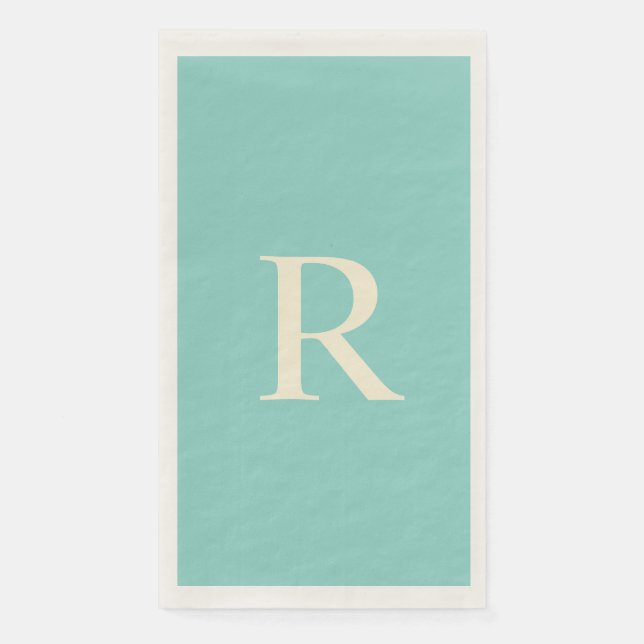 Sea Green und Creme Monogram Minimalistisch Serviette (Vorderseite)