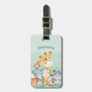 Sea Green Watercolor Niedlich Safari Jungle Tiere Gepäckanhänger