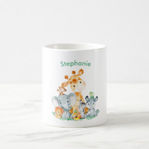 Sea Green Watercolor Niedlich Safari Jungle Tiere Kaffeetasse