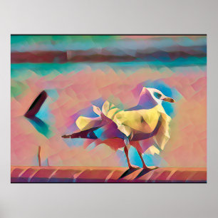 Sea Gull Art in Korallen und Aquamarin Poster