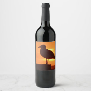 Sea Gull bei Sonnenuntergang Weinetikett