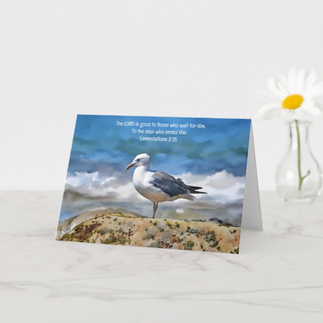 Sea Gull Bird im Art-Note "Ocean Bible Verse" Karte (Kleine Pflanze)