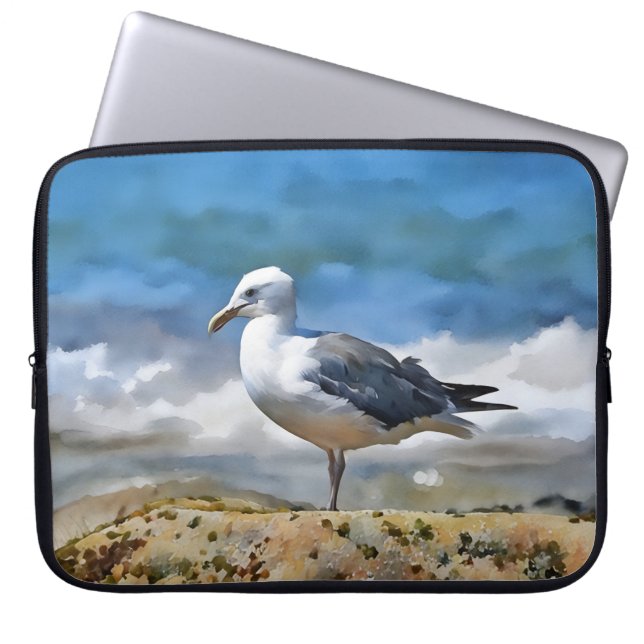 Sea Gull Bird on the Beach Art Laptop Laptopschutzhülle (Vorderseite)