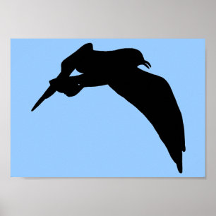 Sea Gull Silhouette in Schwarz durch den Himmel gl Poster