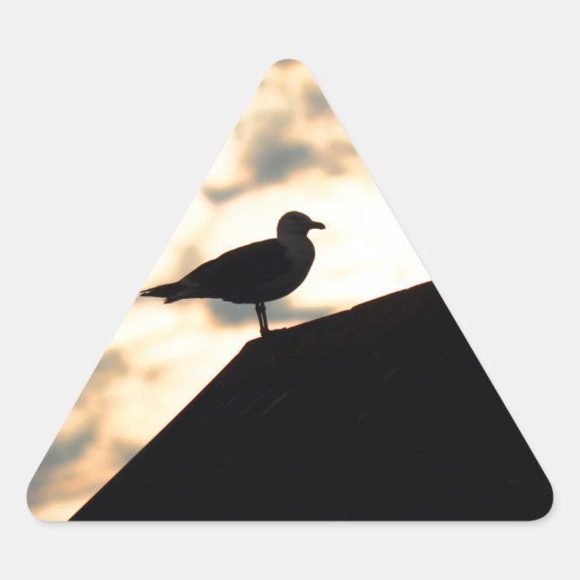 Sea Gull Sunset Dreieckiger Aufkleber (Vorderseite)