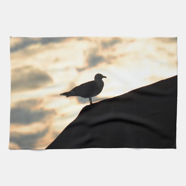 Sea Gull Sunset Geschirrtuch (Horizontal)
