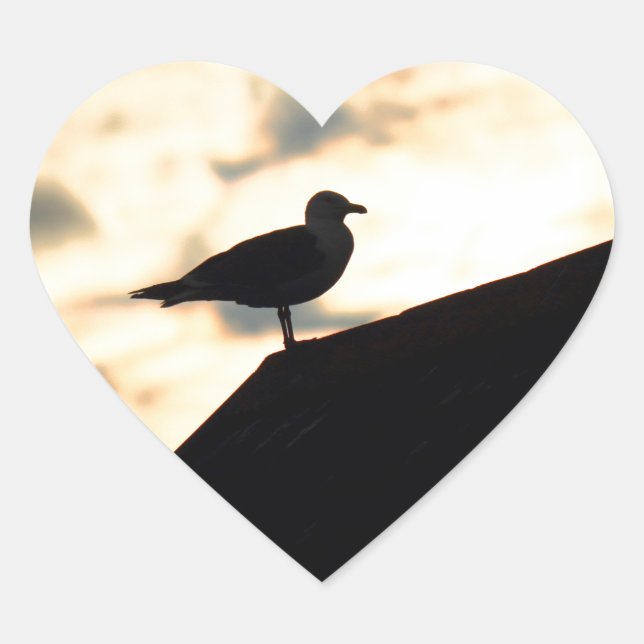 Sea Gull Sunset Herz-Aufkleber (Vorderseite)