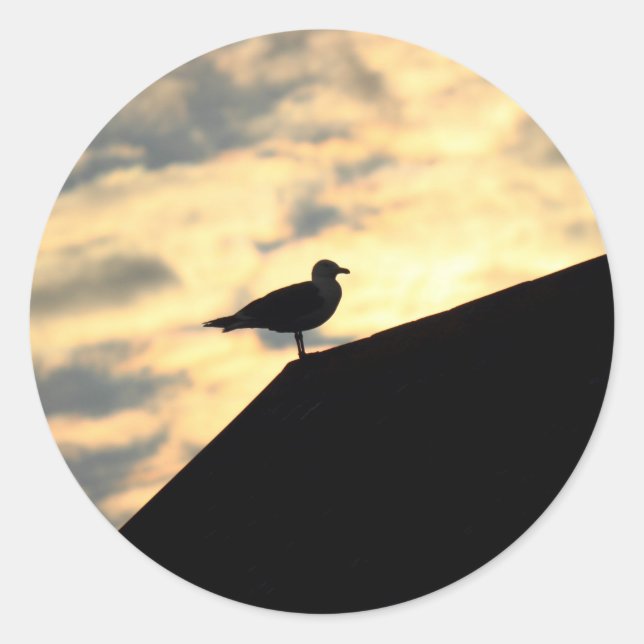 Sea Gull Sunset Runder Aufkleber (Vorderseite)