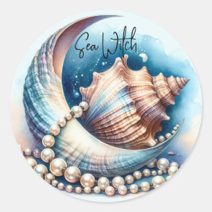 Sea Hexe Crescent Moon Muschel Pearls Sticker