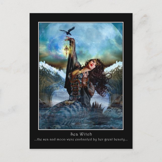 Sea Hexe Digitale Kunst Postkarte (Vorderseite)