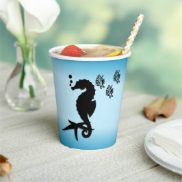 Sea Horse Blue Paper Cup Pappbecher