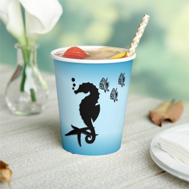 Sea Horse Blue Paper Cup Pappbecher (In Situ)