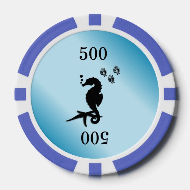 Sea Horse Blue Pokerchips (Vorderseite)