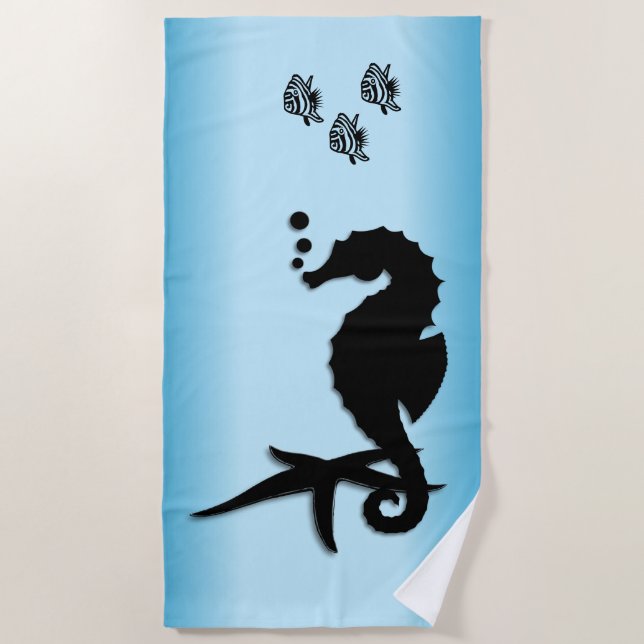 Sea Horse Blue Strandtuch (Vorderseite)