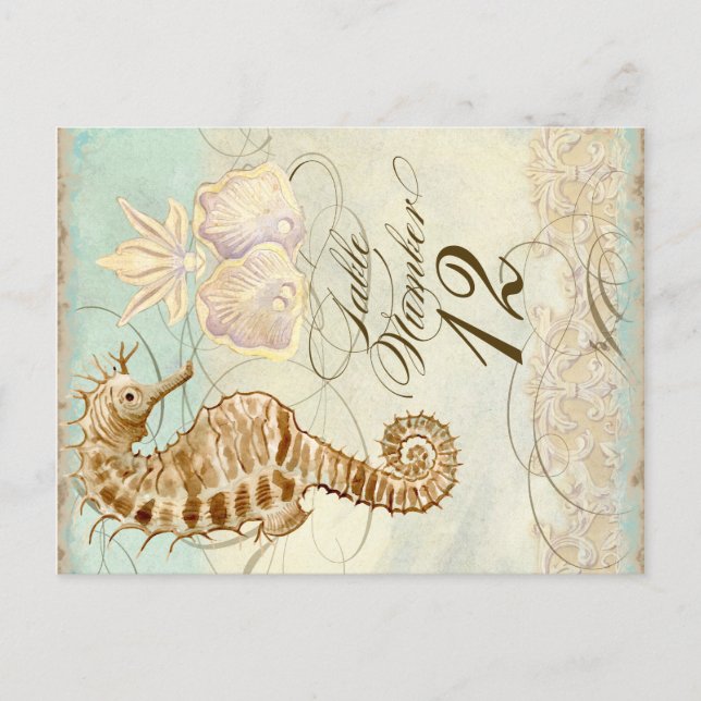 Sea Horse Coastal Beach - Tischnummer Postkarte (Vorderseite)