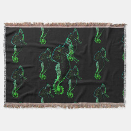 Sea Horse Vector Art Throw Blanket Decke